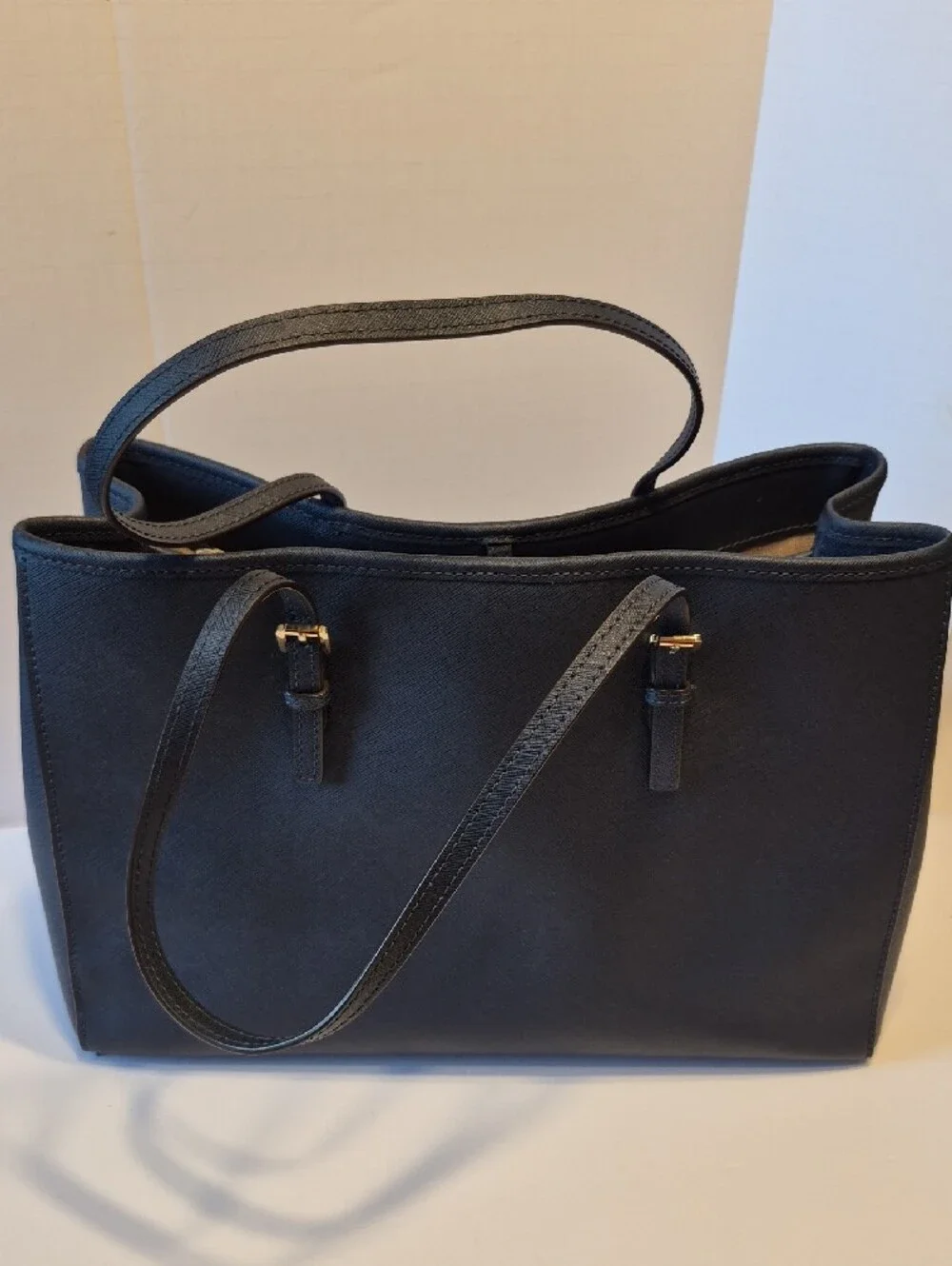 Michael Kors Navy Saffiano Leather Tote with Gold Accents